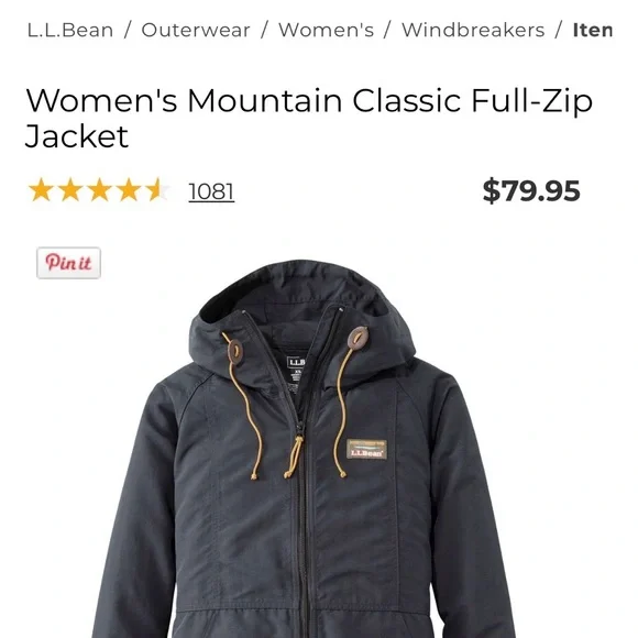 L.L Bean Women's Mountain Classic Insulated Anorak, Regular - Picture 3 of 7